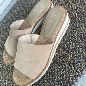Vince camuto slip on platform wedge sandals suade